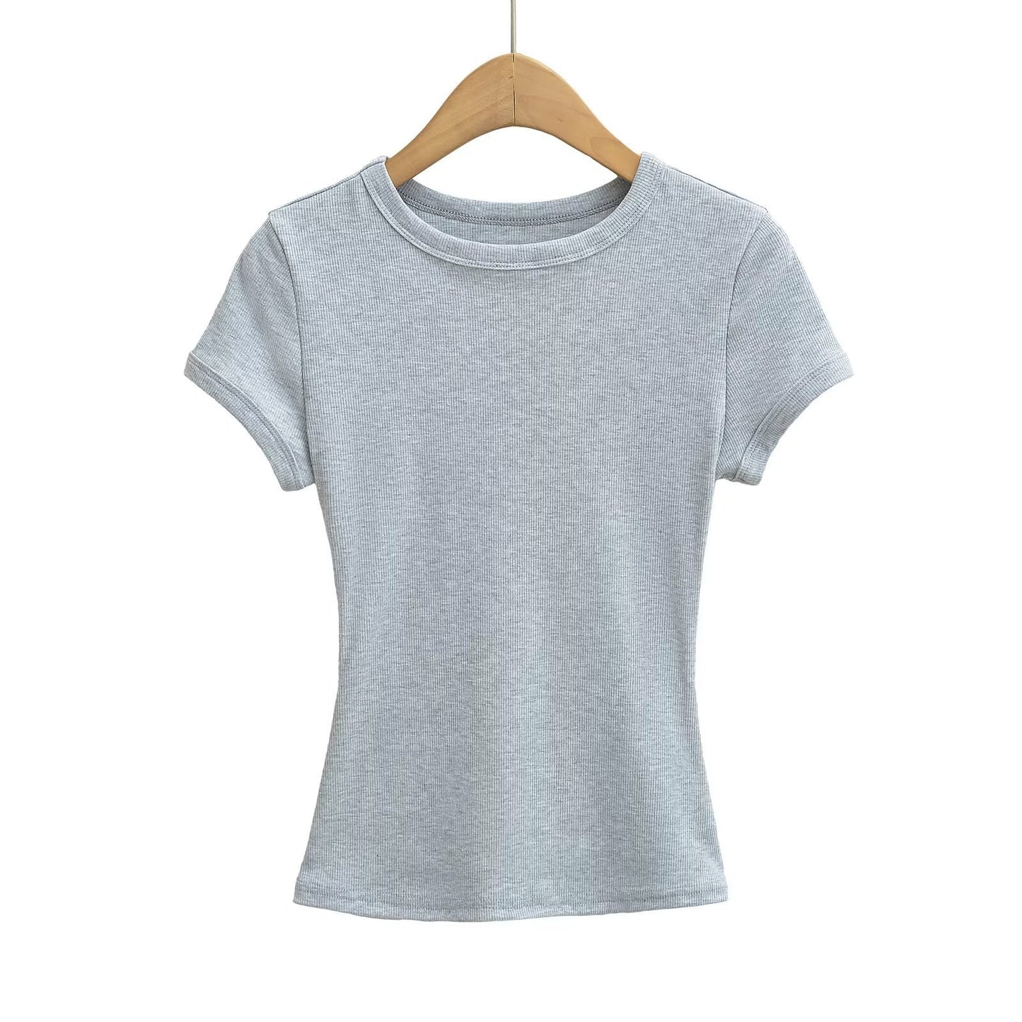 ins Hot Girl style small round-neck hemmed T-shirt for women