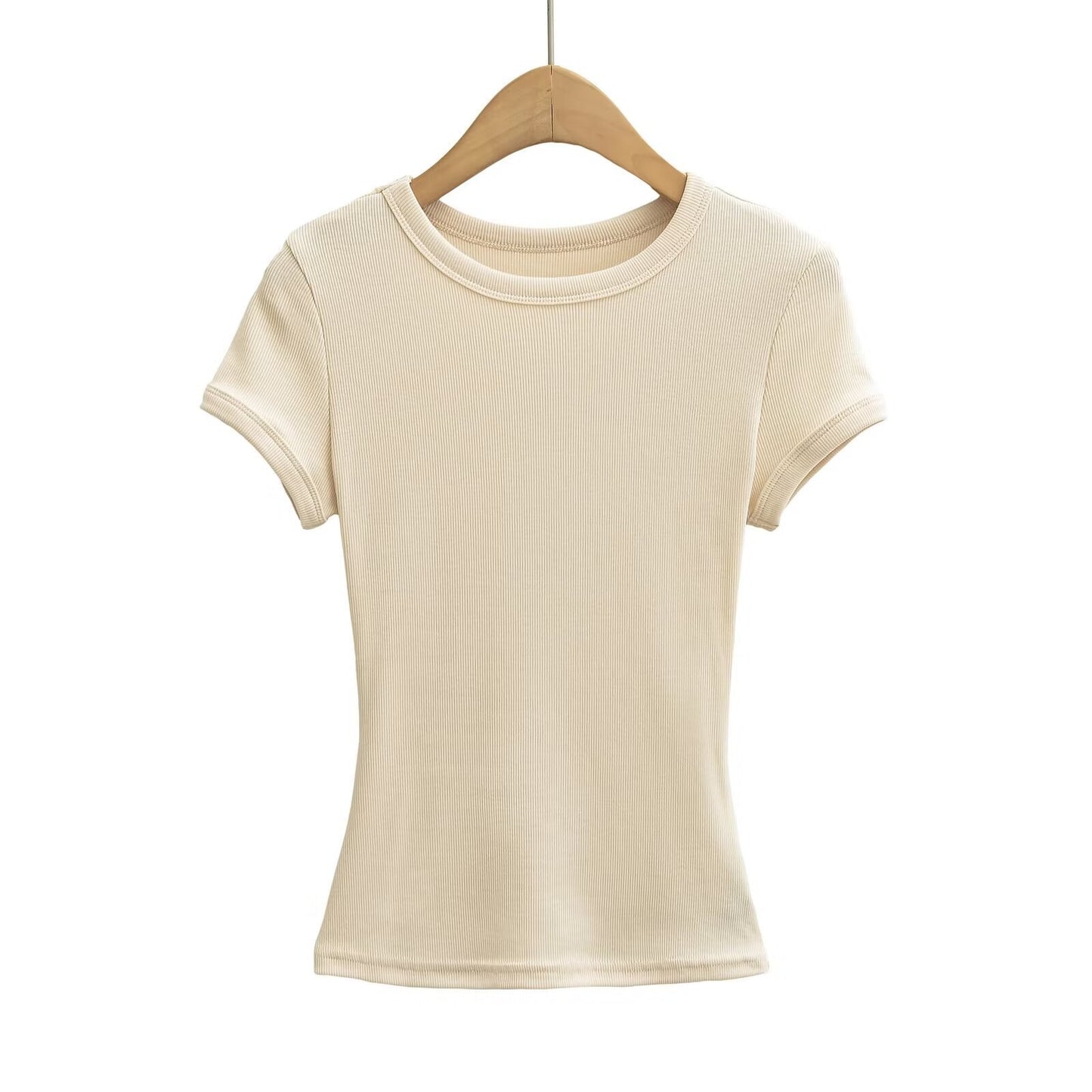 ins Hot Girl style small round-neck hemmed T-shirt for women