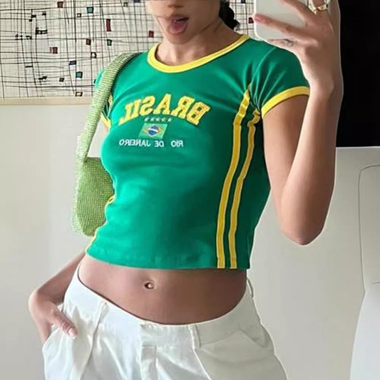 Custom Embroidered Initial T-Shirt - Minimalist Aesthetic Gif