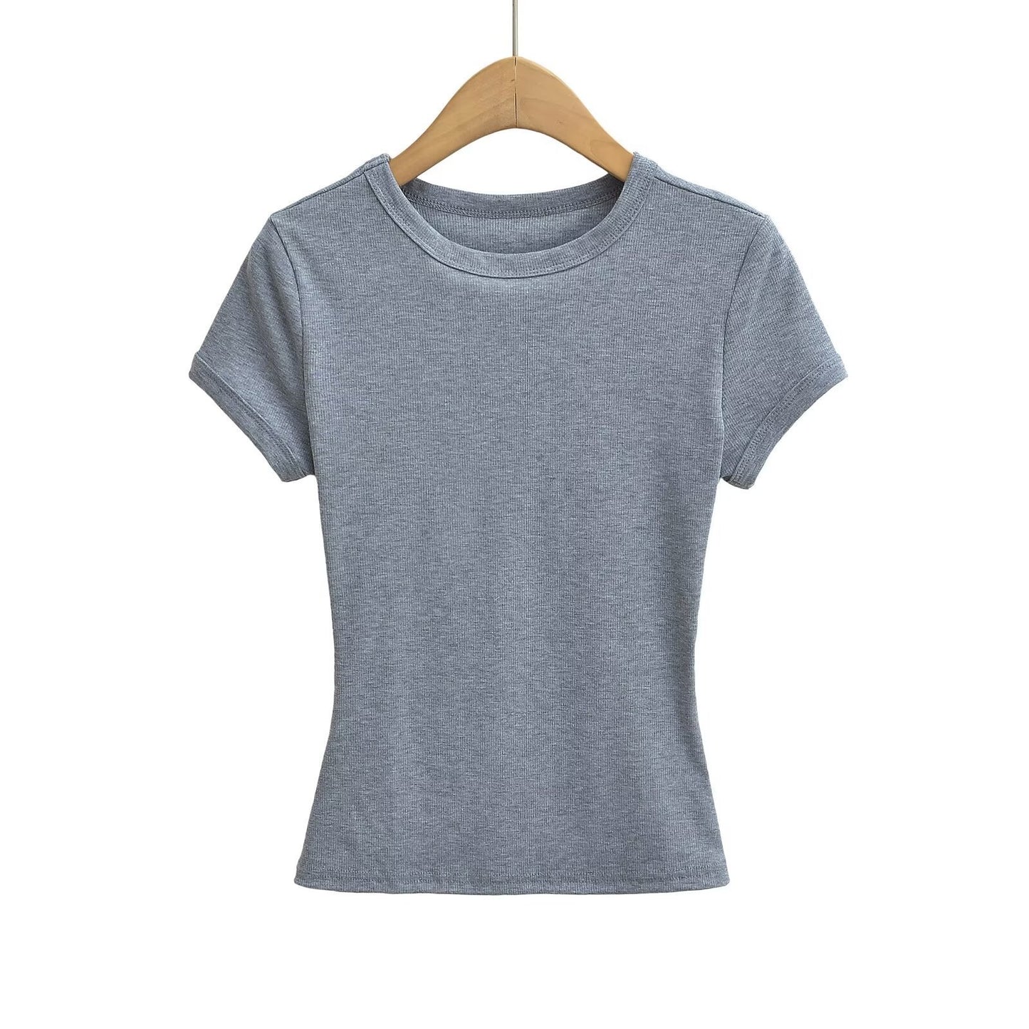 ins Hot Girl style small round-neck hemmed T-shirt for women