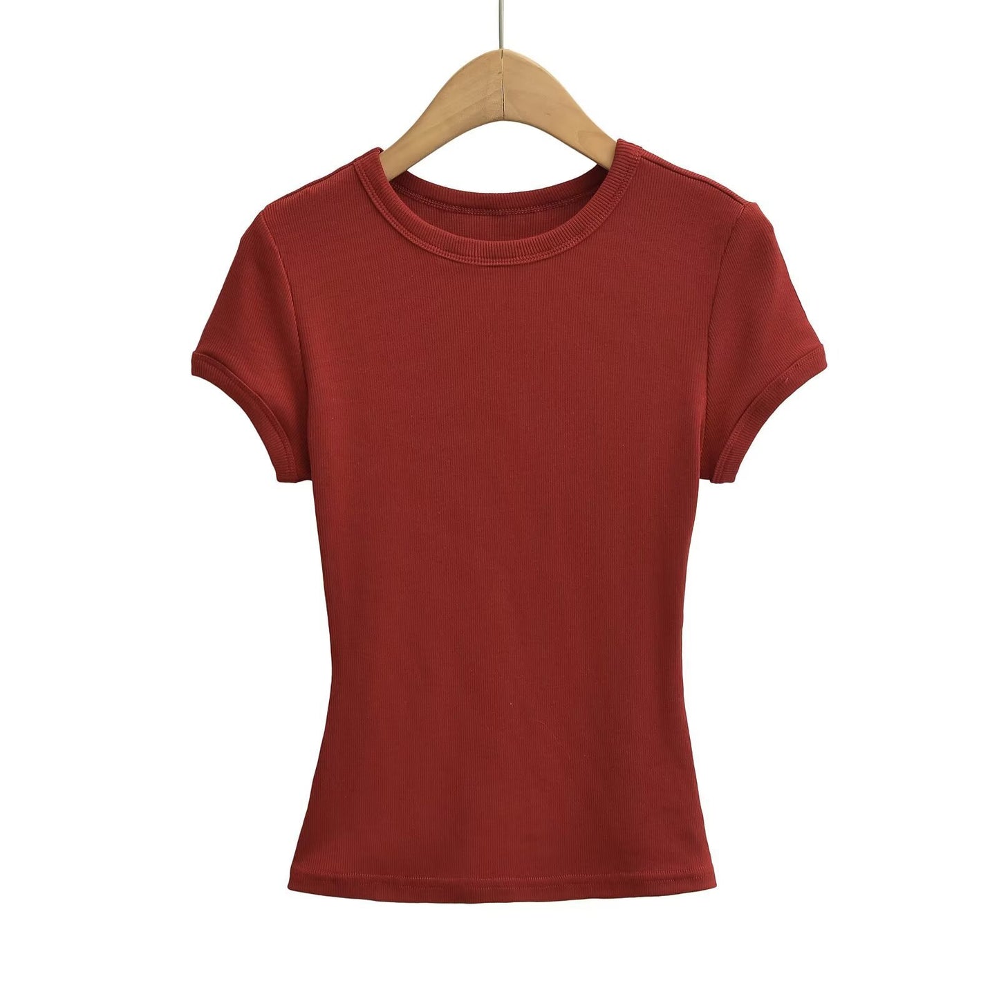 ins Hot Girl style small round-neck hemmed T-shirt for women