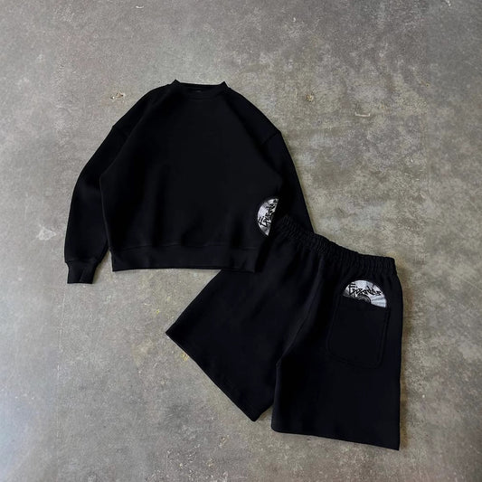 Embroidered Sweatshirt and Shorts Set