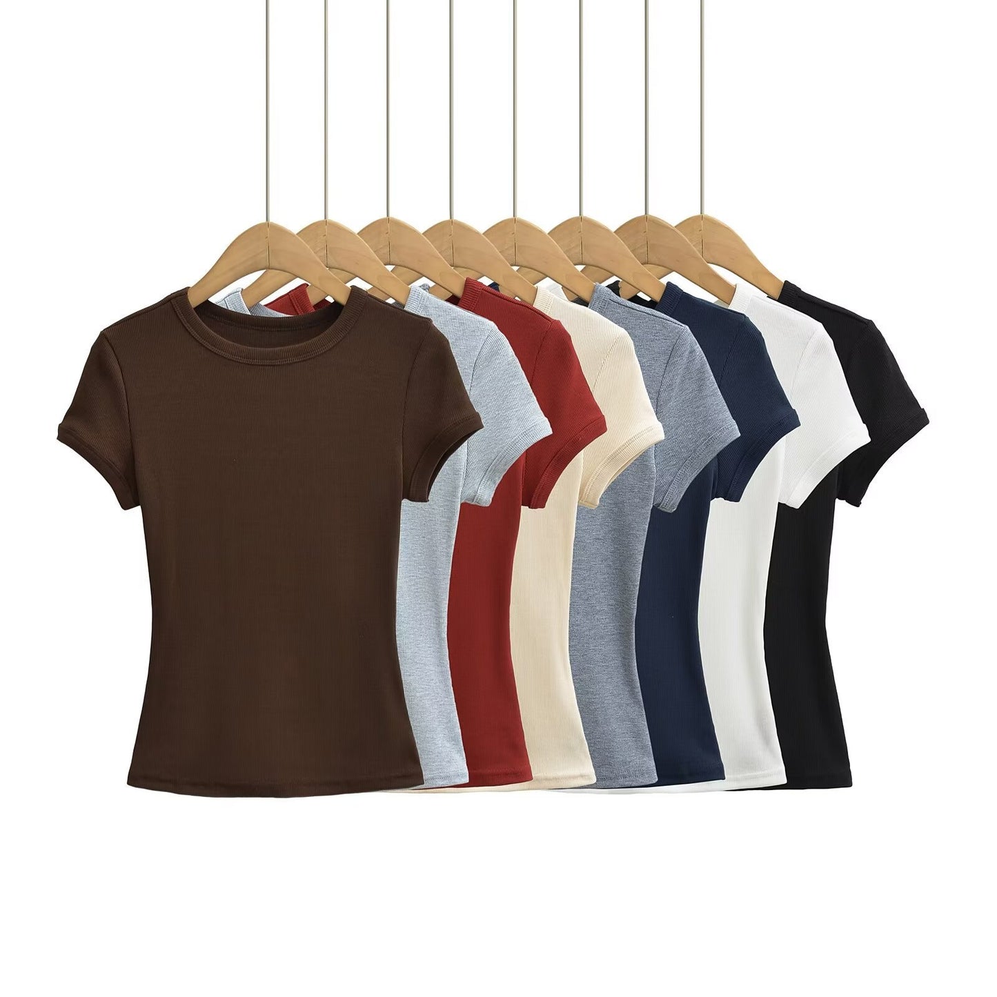 ins Hot Girl style small round-neck hemmed T-shirt for women