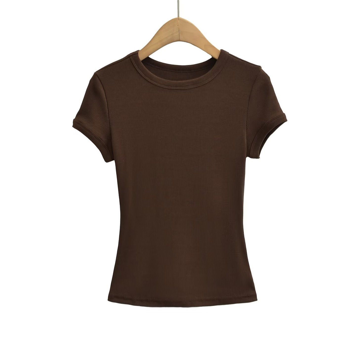 ins Hot Girl style small round-neck hemmed T-shirt for women