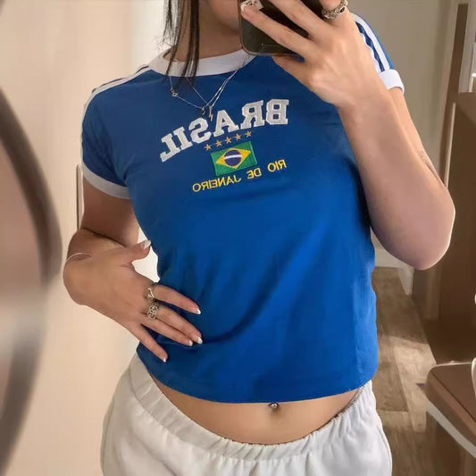 Custom Embroidered Initial T-Shirt - Minimalist Aesthetic Gif