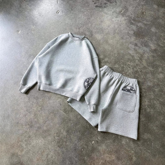 Embroidered Sweatshirt and Shorts Set