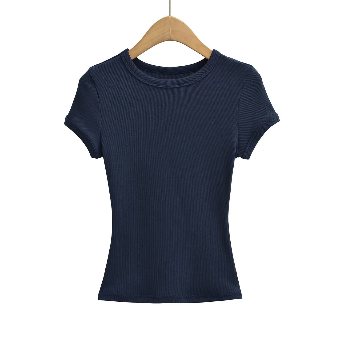 ins Hot Girl style small round-neck hemmed T-shirt for women