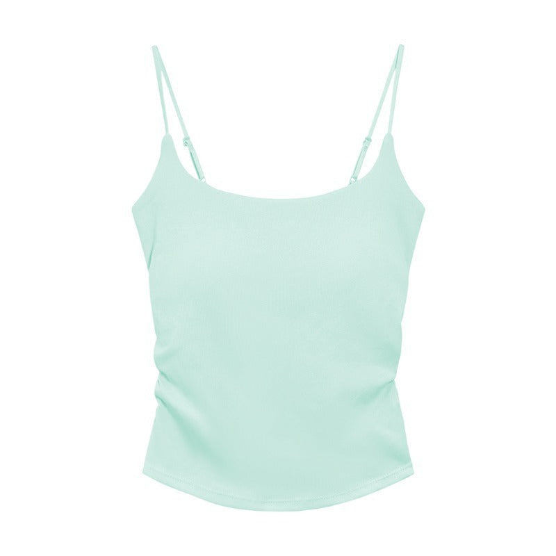 Cotton Lace-Up Back Camisole Top with Chest Pad